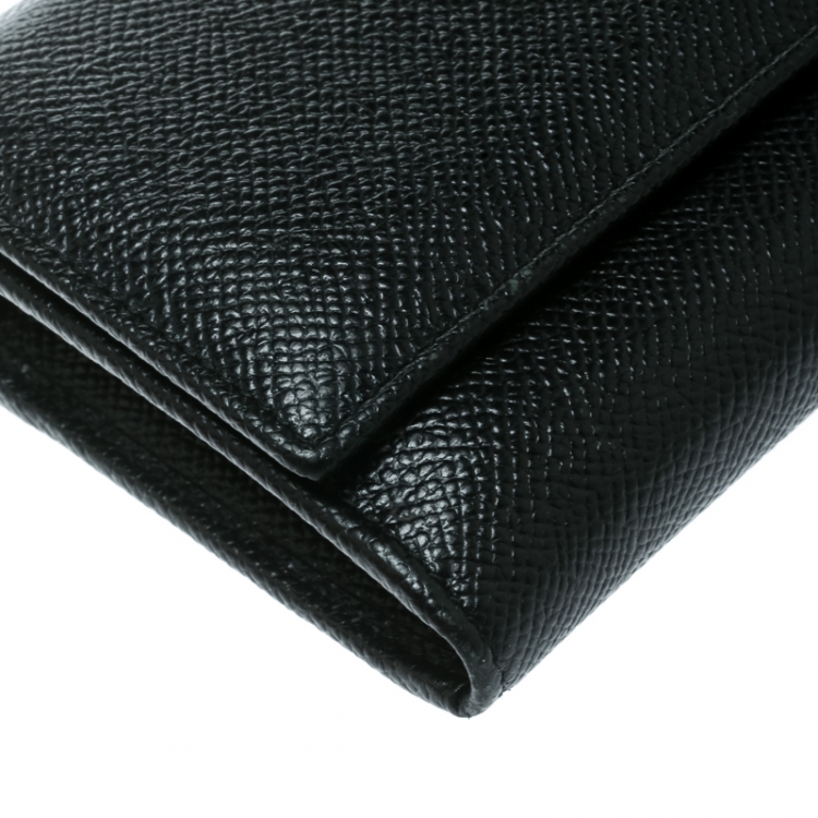 Pre Owned Dolce & Gabbana Black Leather Continental Wallet