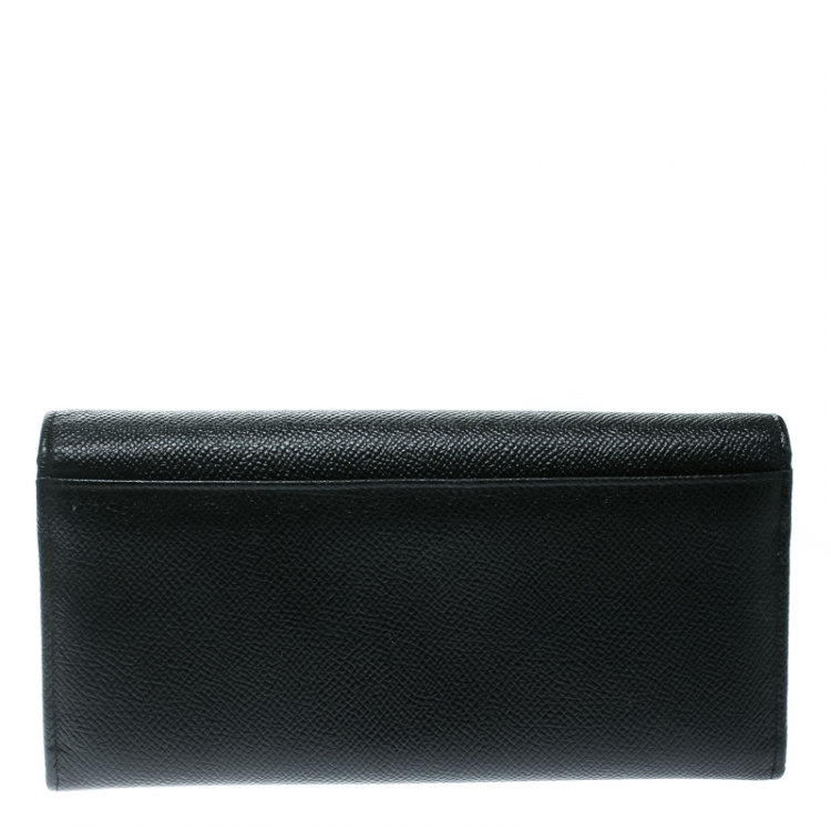 Pre Owned Dolce & Gabbana Black Leather Continental Wallet