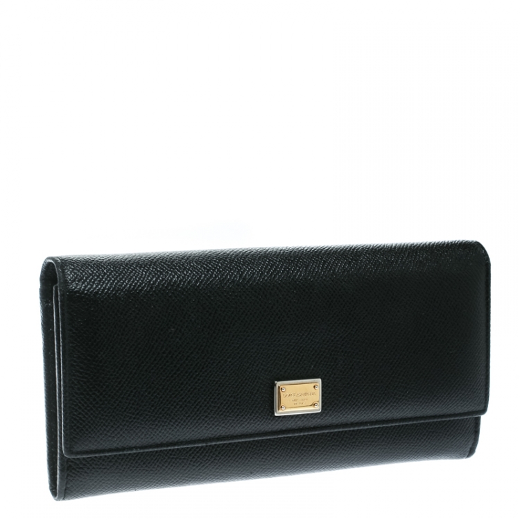 Pre Owned Dolce & Gabbana Black Leather Continental Wallet
