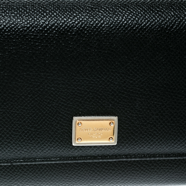 Pre Owned Dolce & Gabbana Black Leather Continental Wallet