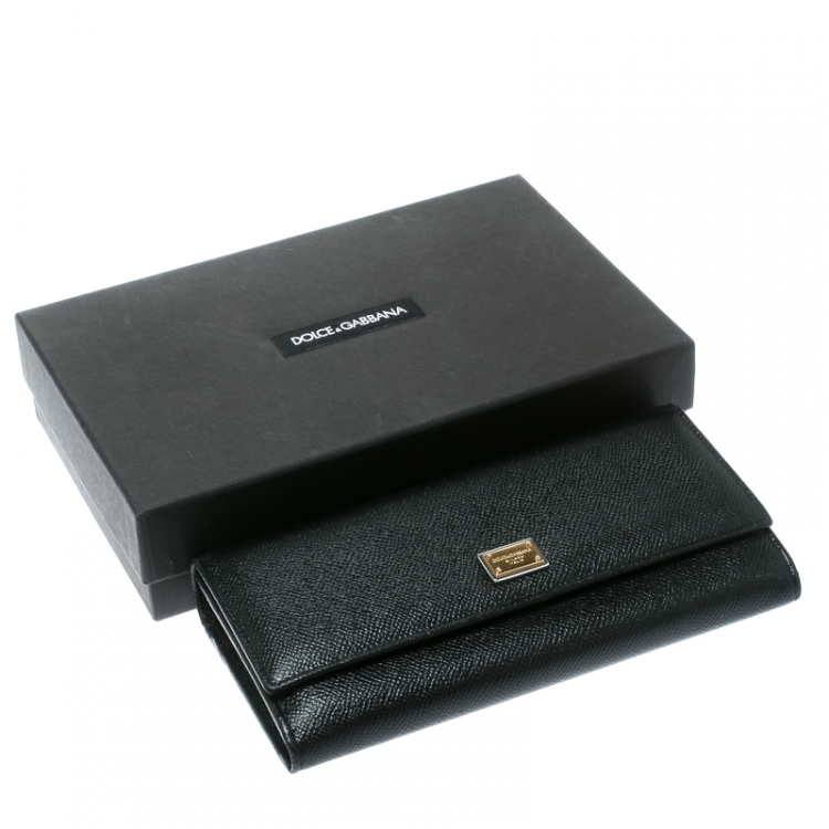 Pre Owned Dolce & Gabbana Black Leather Continental Wallet