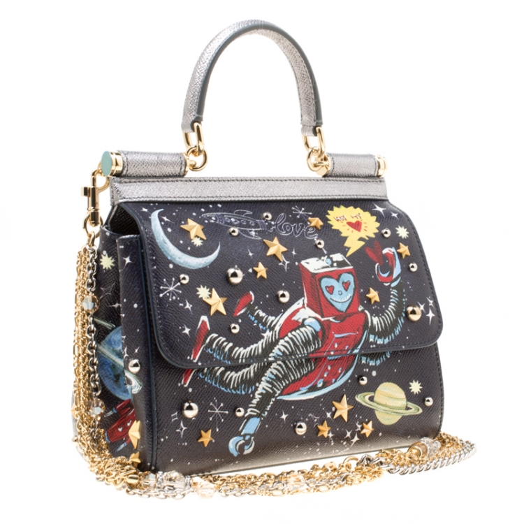 Pre Owned Dolce and Gabbana Multicolor Leather DG Astronaut Embe Miss Sicily Top Handle Bag