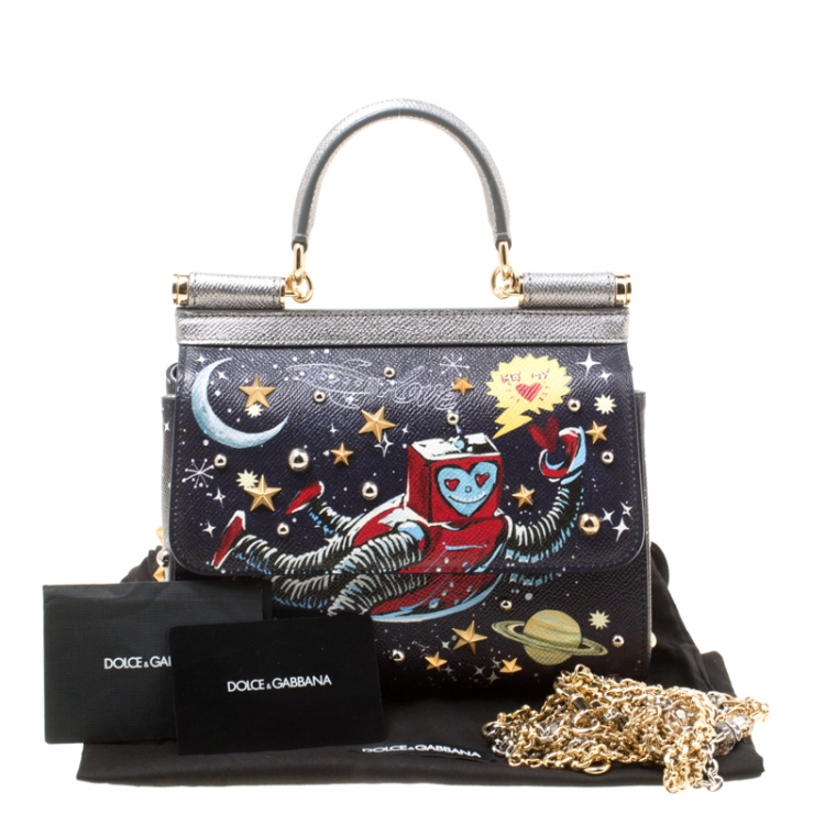 Pre Owned Dolce and Gabbana Multicolor Leather DG Astronaut Embe Miss Sicily Top Handle Bag