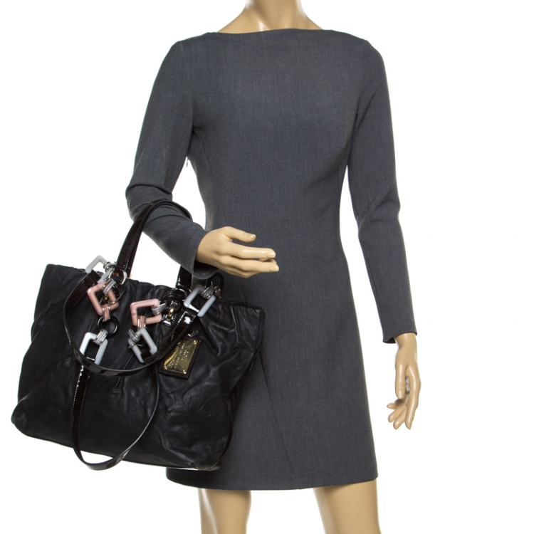 Pre Owned Dolce and Gabbana Black Leather Tote 