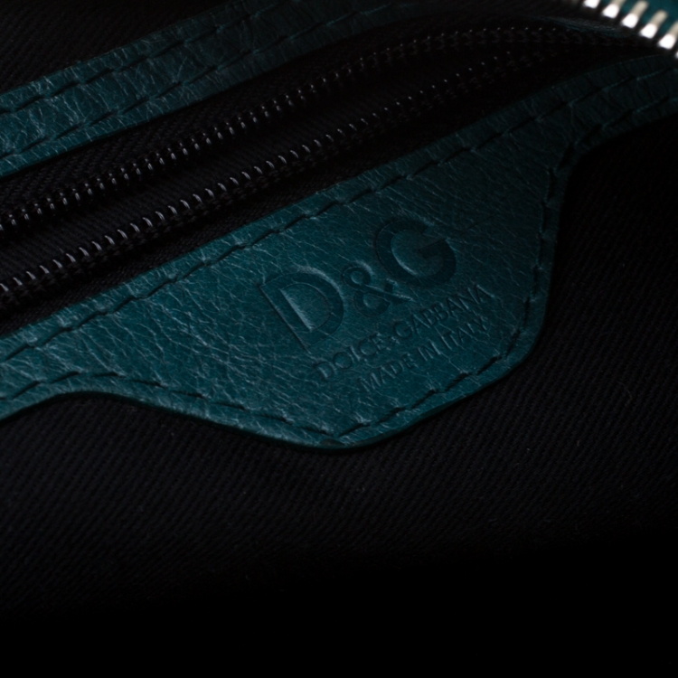 Pre Owned Dolce & Gabbana Green Leather Emy Top Handle Bag