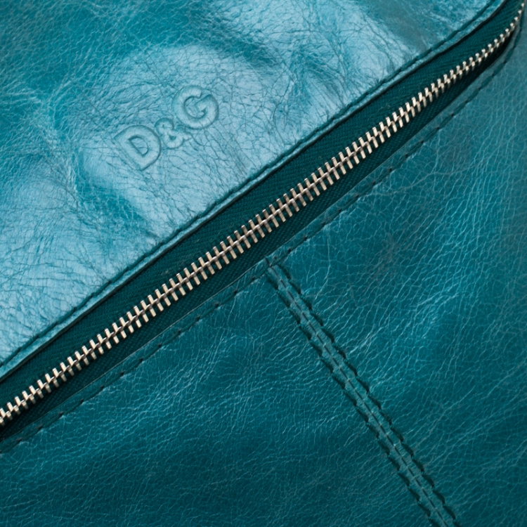 Pre Owned Dolce & Gabbana Green Leather Emy Top Handle Bag