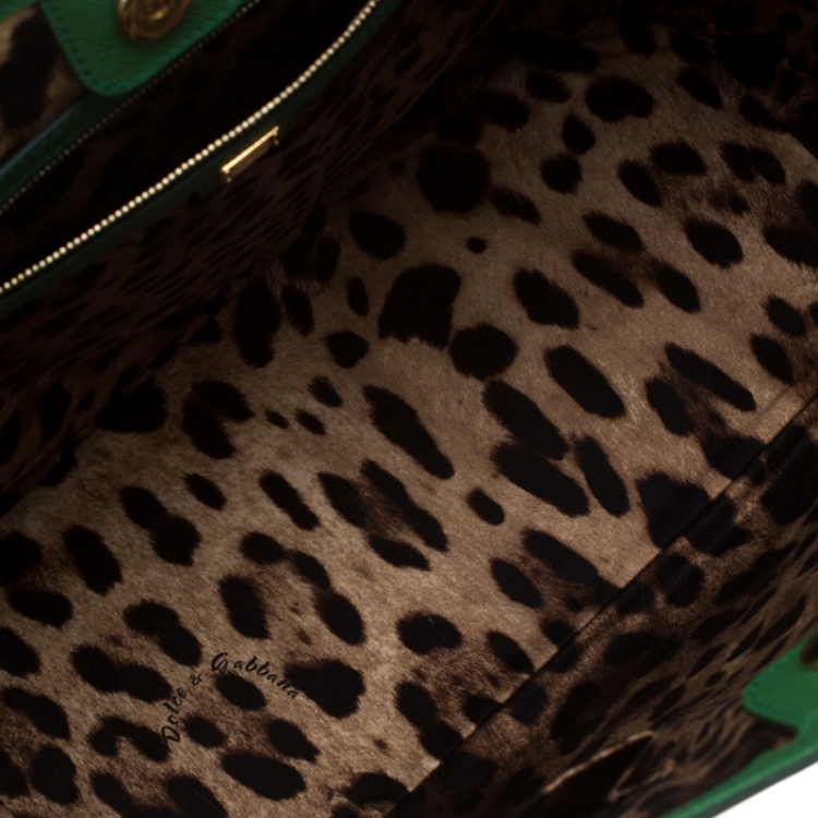 Pre Owned Dolce and Gabbana Green Leather Miss Alma Tote
