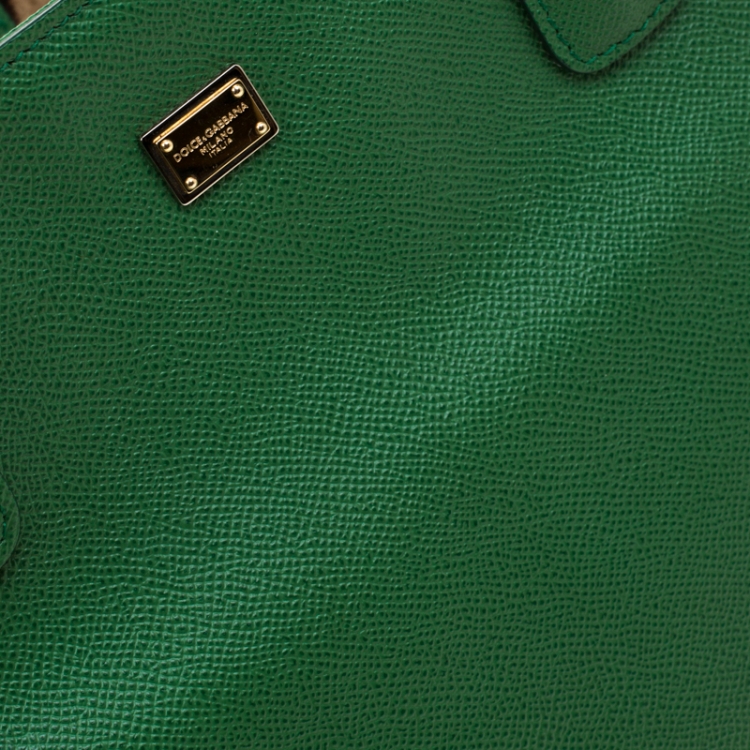 Pre Owned Dolce and Gabbana Green Leather Miss Alma Tote