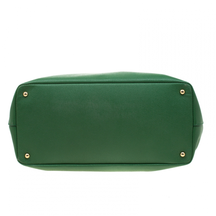 Pre Owned Dolce and Gabbana Green Leather Miss Alma Tote