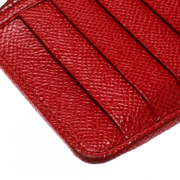 Pre Owned Dolce and Gabbana Red Leather Long Zip Card Holder