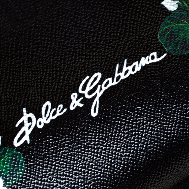 Pre Owned Dolce and Gabbana Black Floral Print Leather Medium Sicily Bag 
