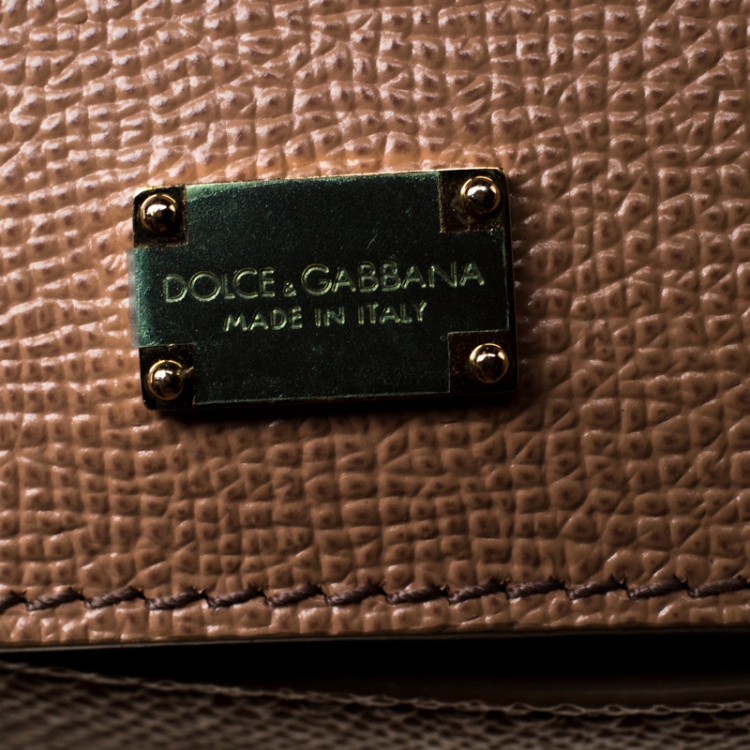 Pre Owned Dolce and Gabbana Light Brown Leather Medium Miss Sicily Top Handle Bag