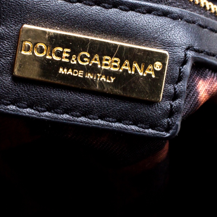 Pre Owned Dolce & Gabbana Floral Printed Canvas And Leather Trim Miss Escape Tote 