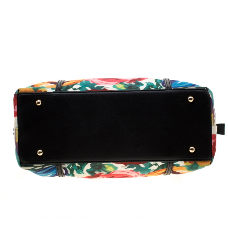 Pre Owned Dolce & Gabbana Floral Printed Canvas And Leather Trim Miss Escape Tote 