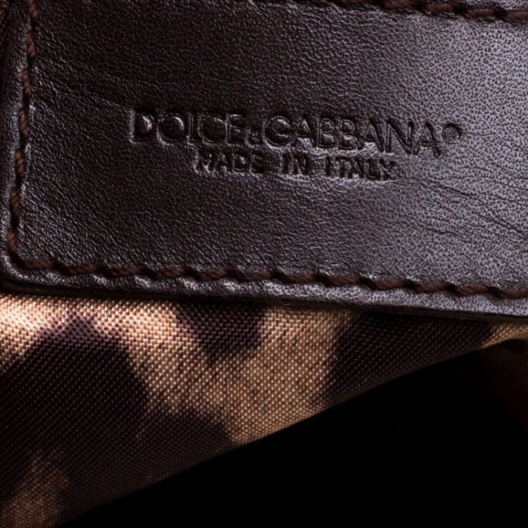 Pre Owned Dolce & Gabbana Blue/Gold Denim and Leather Shoulder Bag