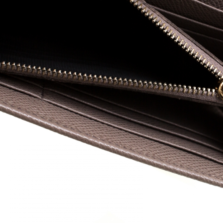 Pre Owned Dolce and Gabbana Grey Leather Sicily Wallet on Chain 