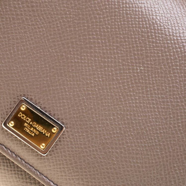 Pre Owned Dolce and Gabbana Grey Leather Sicily Wallet on Chain 