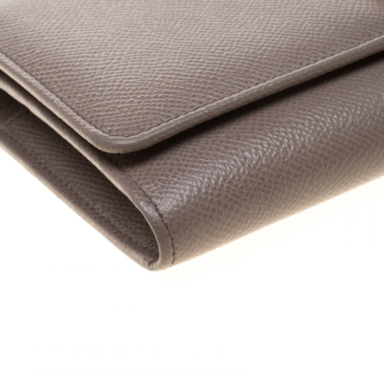 Pre Owned Dolce and Gabbana Grey Leather Sicily Wallet on Chain 