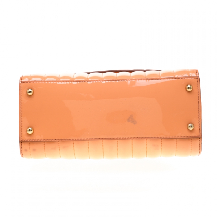 Pre Owned Dolce and Gabbana Peach Patent Leather Medium Miss Sicily Satchel
