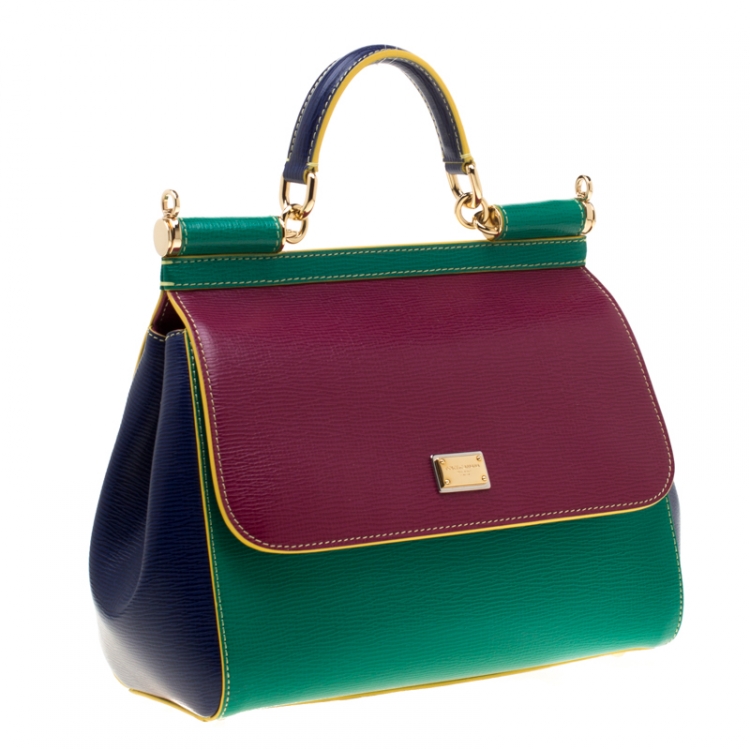 Pre Owned Dolce and Gabbana Multicolor Leather Medium Miss Sicily Satchel