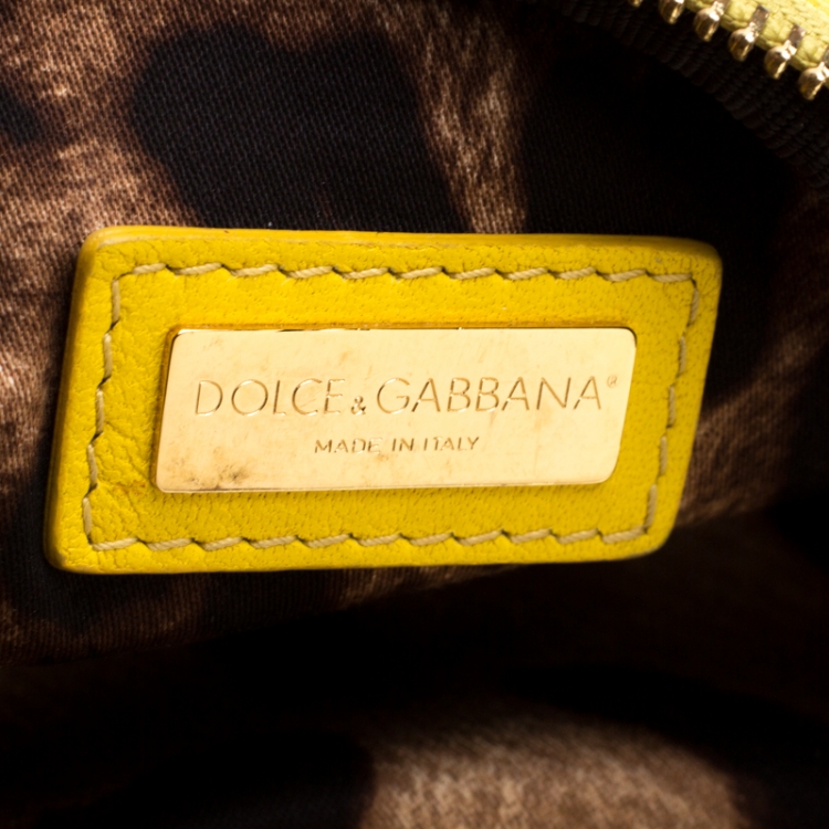 Pre Owned Dolce and Gabbana Yellow Quilted Leather Crossbody Bag