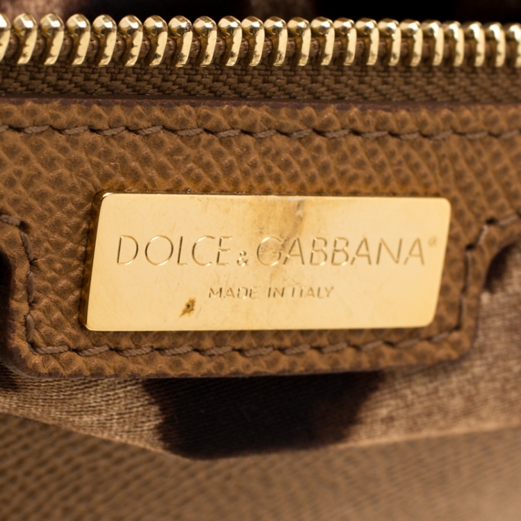 Pre Owned Dolce and Gabbana Brown Leather Large Miss Sicily Tote