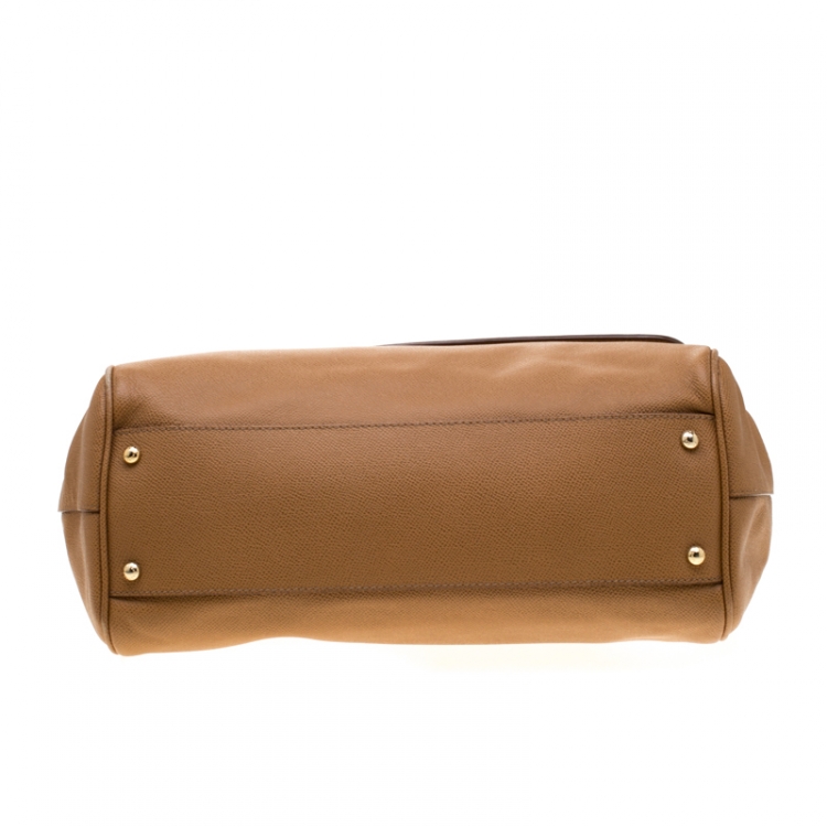 Pre Owned Dolce and Gabbana Brown Leather Large Miss Sicily Tote