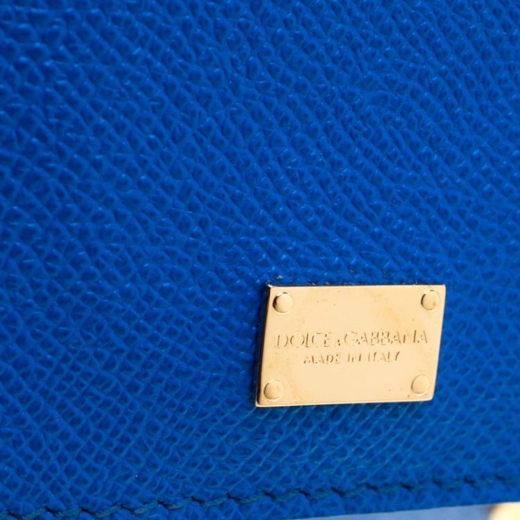 Pre Owned Dolce and Gabbana Blue Leather Medium Miss Sicily Tote