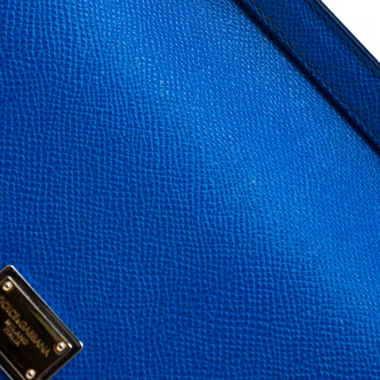 Pre Owned Dolce and Gabbana Blue Leather Medium Miss Sicily Tote