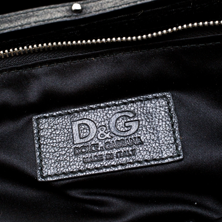 Pre Owned Dolce and Gabbana Black Velvet Pearl Chain Clutch Bag