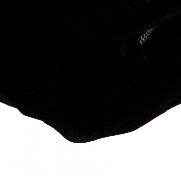 Pre Owned Dolce and Gabbana Black Velvet Pearl Chain Clutch Bag