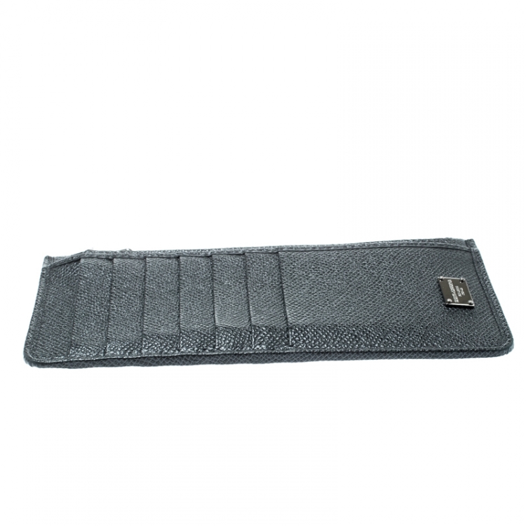 Pre Owned Dolce and Gabbana Black Leather Zip Continental Card Case