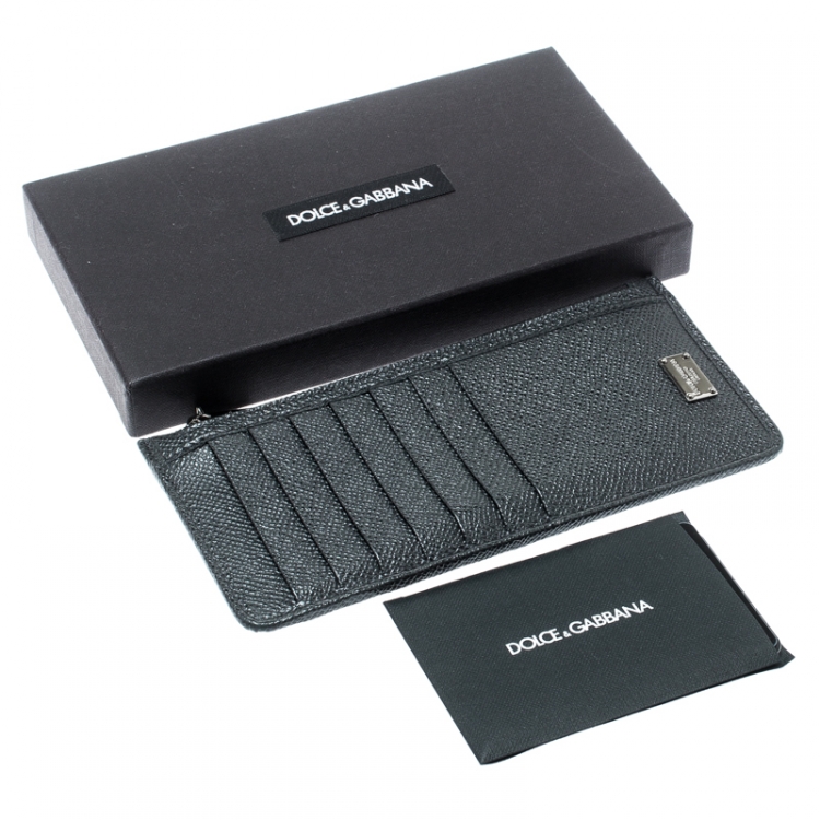 Pre Owned Dolce and Gabbana Black Leather Zip Continental Card Case
