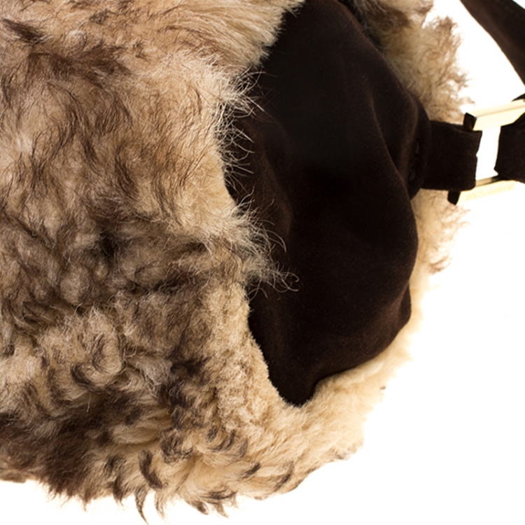 Pre Owned Dolce and Gabbana Beige/Brown Fur and Suede Shoulder Bag