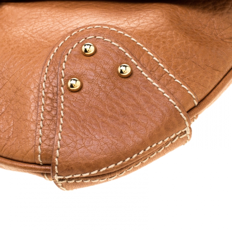 Pre Owned Dolce and Gabbana  Tan Leather D-Ring Hobo