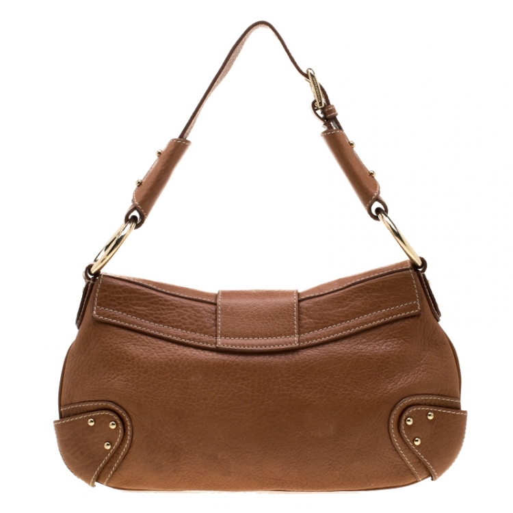 Pre Owned Dolce and Gabbana  Tan Leather D-Ring Hobo