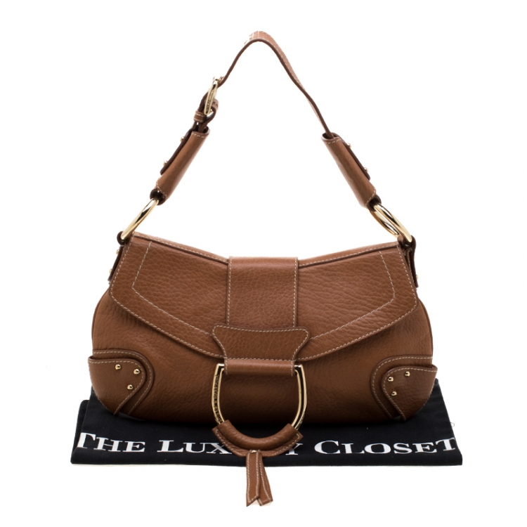 Pre Owned Dolce and Gabbana  Tan Leather D-Ring Hobo