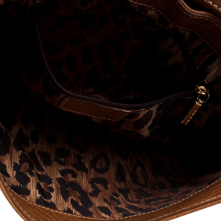 Pre Owned Dolce and Gabbana  Tan Leather D-Ring Hobo