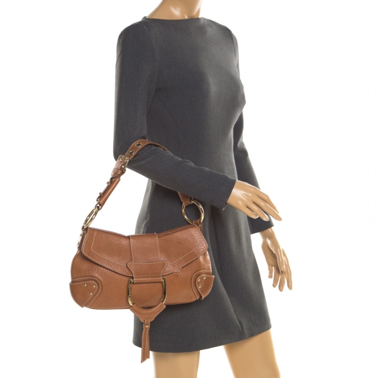 Pre Owned Dolce and Gabbana  Tan Leather D-Ring Hobo