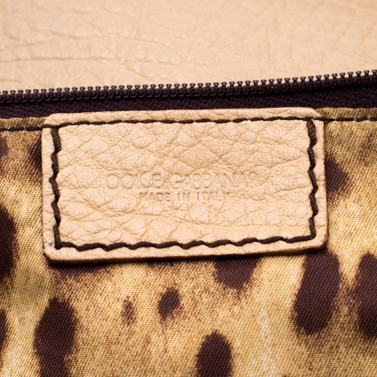 Pre Owned Dolce & Gabbana Beige/Brown Leather Chain Shoulder Bag