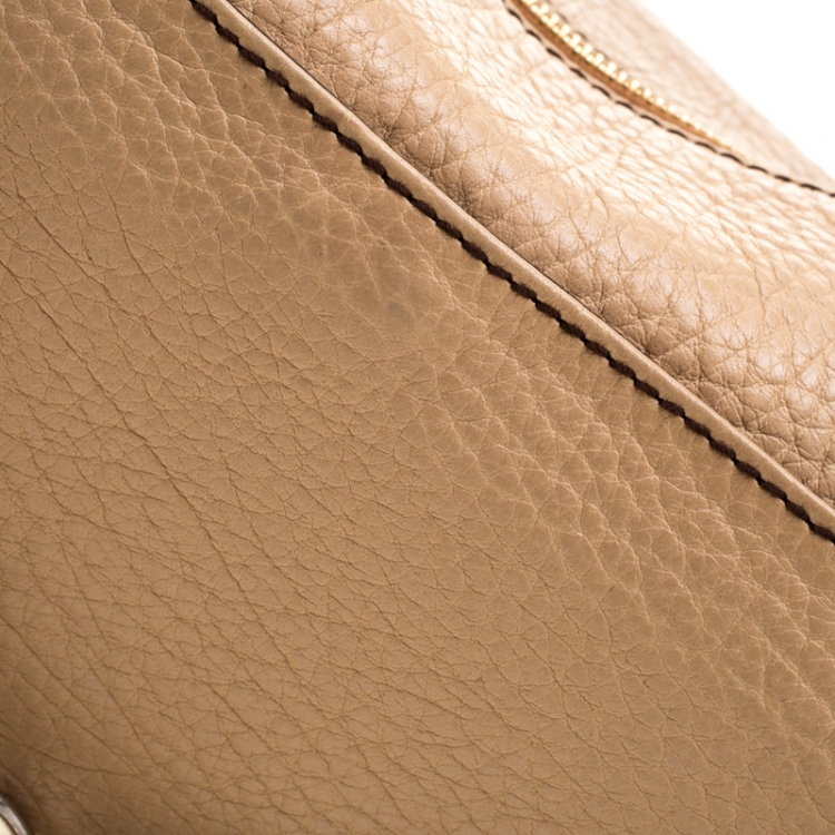 Pre Owned Dolce & Gabbana Beige/Brown Leather Chain Shoulder Bag
