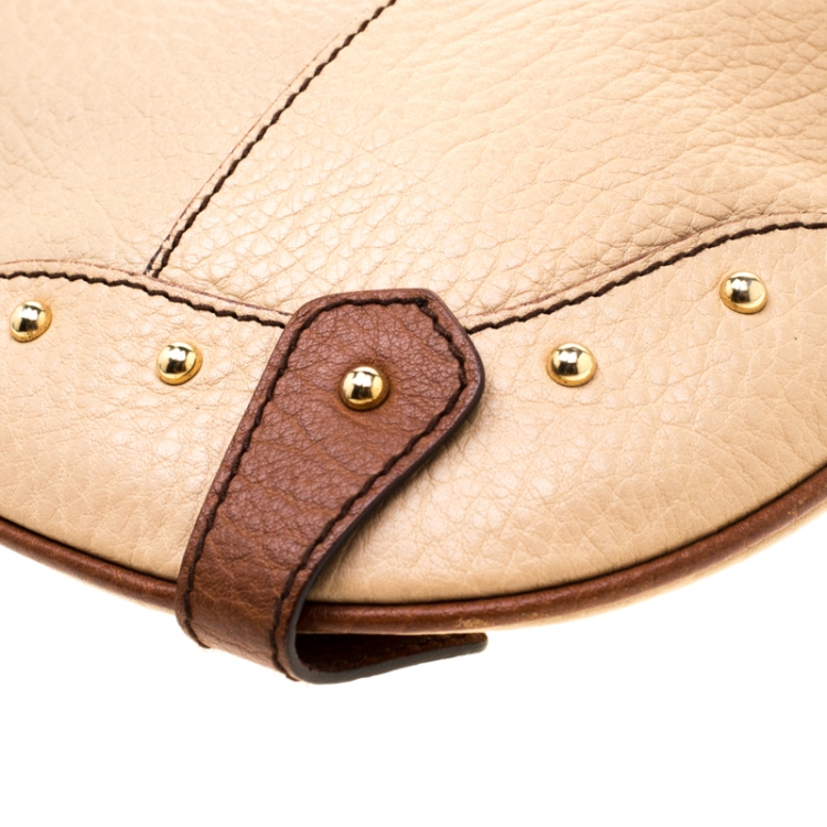Pre Owned Dolce & Gabbana Beige/Brown Leather Chain Shoulder Bag