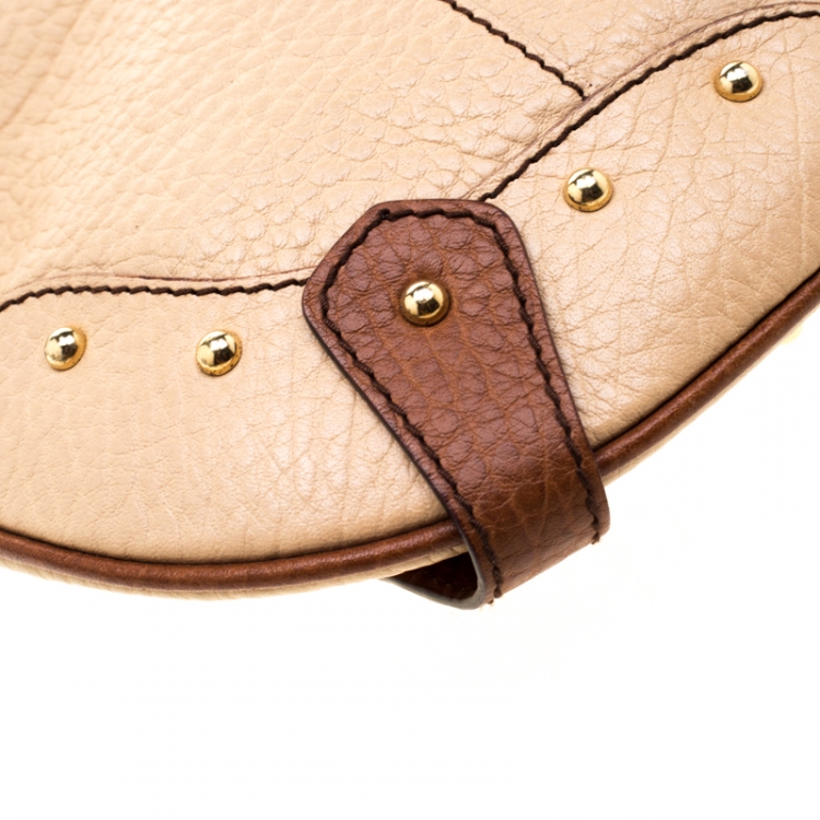 Pre Owned Dolce & Gabbana Beige/Brown Leather Chain Shoulder Bag