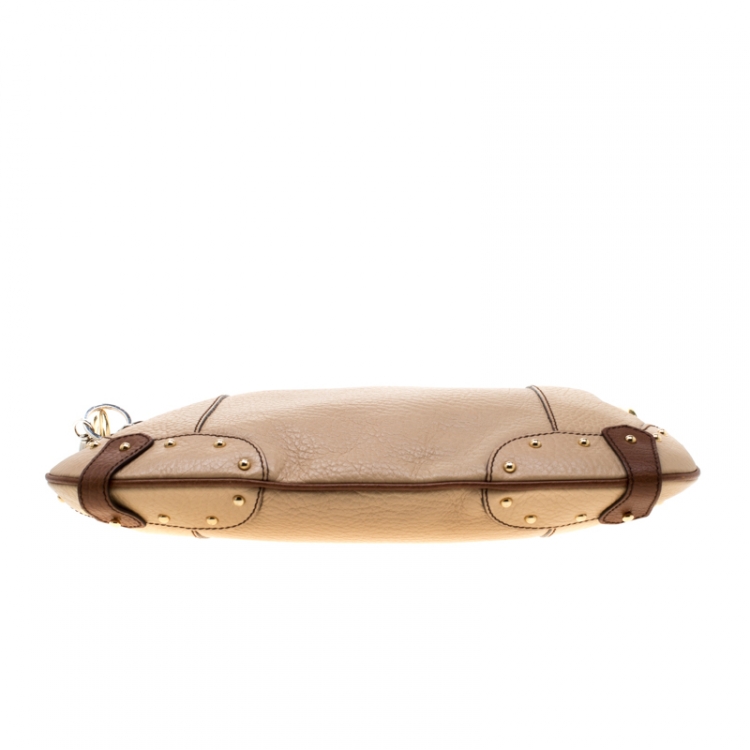Pre Owned Dolce & Gabbana Beige/Brown Leather Chain Shoulder Bag