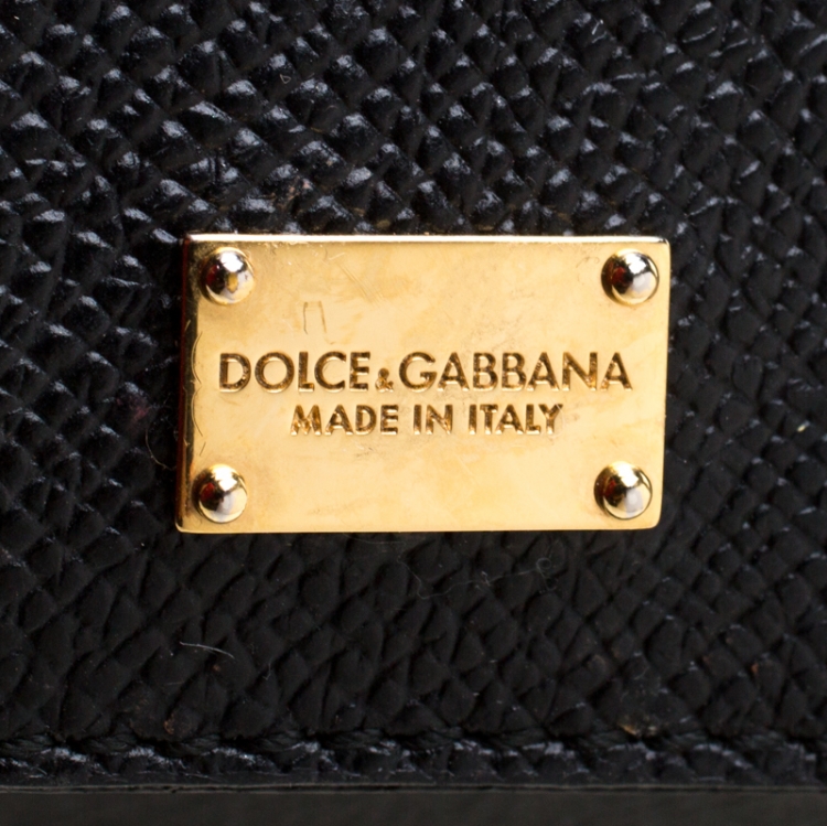 Pre Owned Dolce and Gabbana Black Leather Medium Miss Sicily Tote