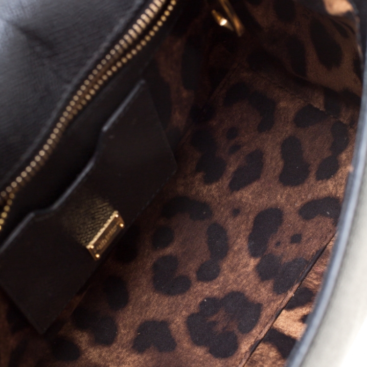 Pre Owned Dolce and Gabbana Black Leather Medium Miss Sicily Tote