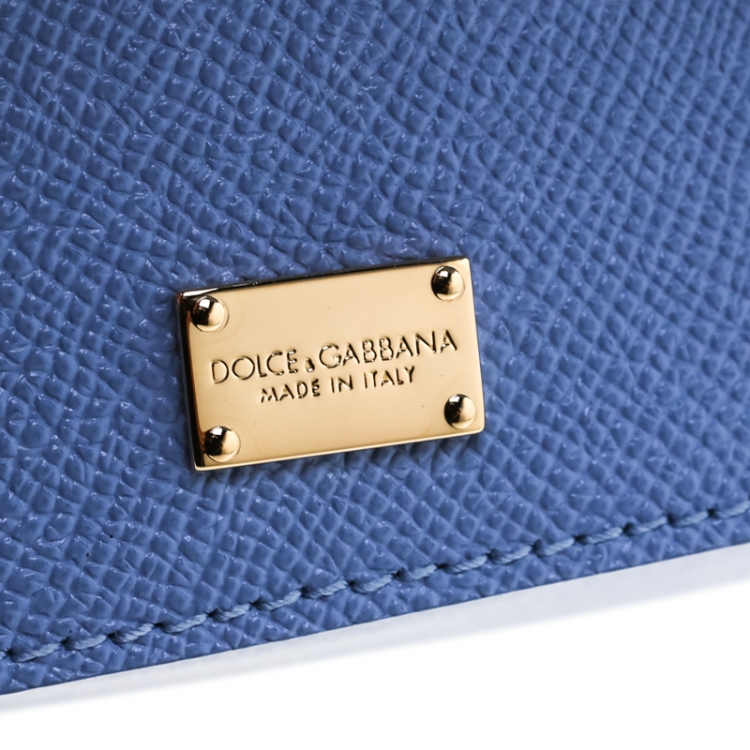 Pre Owned Dolce and Gabbana Light Blue Leather Small Miss Sicily Tote
