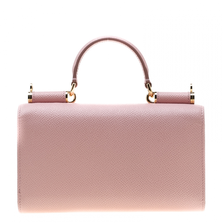 Pre Owned Dolce and Gabbana Blush Pink Leather Sicily Smartphone Von Bag