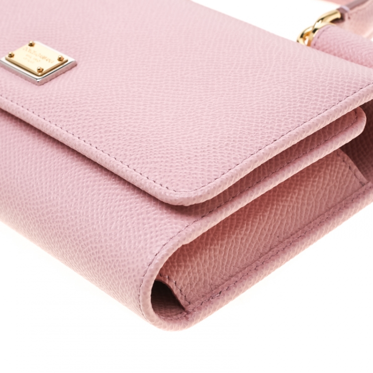 Pre Owned Dolce and Gabbana Blush Pink Leather Sicily Smartphone Von Bag