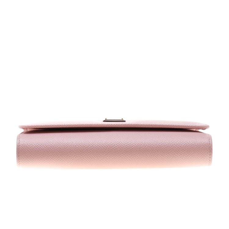 Pre Owned Dolce and Gabbana Blush Pink Leather Sicily Smartphone Von Bag